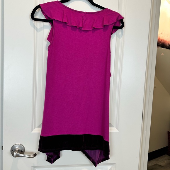 Ella Moss ruffle sleeveless fuschia pink with purple velvet trim top tunic - Picture 1 of 11